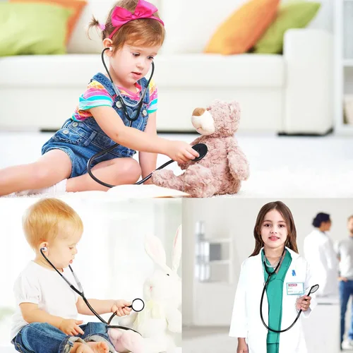 Vista 6 de Disfraz de médico para niños, kit de juego de simulación con abrigo de laboratorio, bolsa de transporte, accesorios de Halloween para niños y niñas