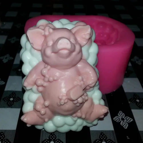Vista 6 de Molde de Silicona de Cerdo para Baño para Jabón, Vela, Fondant, Chocolate, Caramelo, Decoración de Tarta, Herramientas de Pastelería, Molde