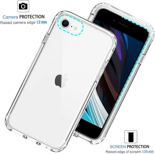Vista 2 de Funda para iPhone SE 2020, iPhone 8, iPhone 7 para niñas y mujeres, transparente, protección de cuerpo completo, a prueba de golpes, carcasa