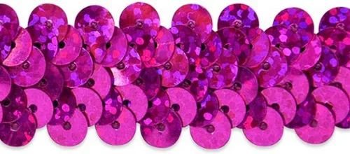 Vista 6 de Expo International - Tira de lentejuelas brillantes elásticas de 20 yardas de 2 filas de 7/8 pulgadas, diseño de holograma