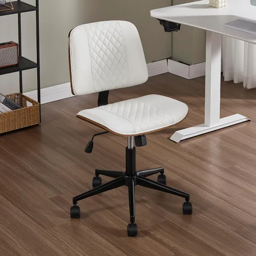 Vista 15 de Silla de escritorio de oficina con ruedas sin brazos, silla de computadora Negro