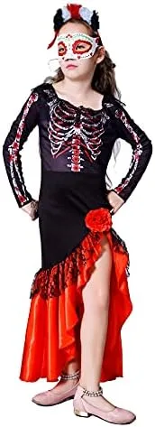 Vista 2 de PGOND Vestido de novia del día de los muertos para niñas