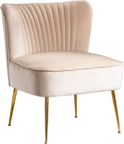 Vista 11 de WO Home Furniture - Silla decorativa de terciopelo copetudo de 25 pulgadas de ancho con patas de metal dorado resistentes a la corrosión, asiento