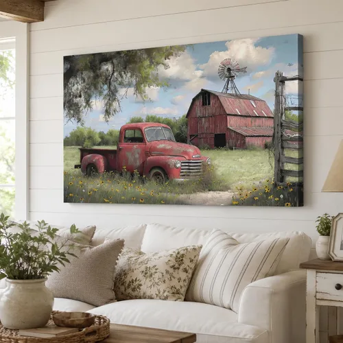 Vista 27 de ANRUOXI Arte de Pared en Lienzo de Camión Vintage Personalizado, Impresiones en Lienzo de Letrero Personalizado con Nombres y Fechas de Familia