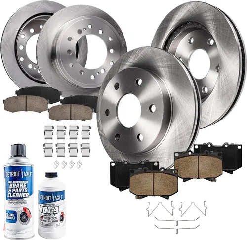 Vista 45 de Detroit Axle - Kit de frenos para Land Rover LR3 2005-2009, Rotores de freno deportivos Range Rover 2006-2009 y pastillas de freno de cerámica 2007