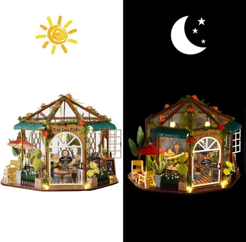Vista 4 de Miniture House - Juego de miniture de té 3D, hecho a mano, rompecabezas creativo, casa de juguetes para adultos y niños Mañana Sune
