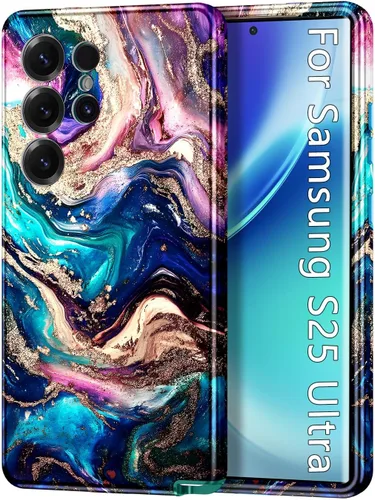 Vista 41 de Btscase para Samsung Galaxy S25, [Probado contra caídas de grado militar] Funda protectora de diseño de patrón de mármol, resistente, delgada