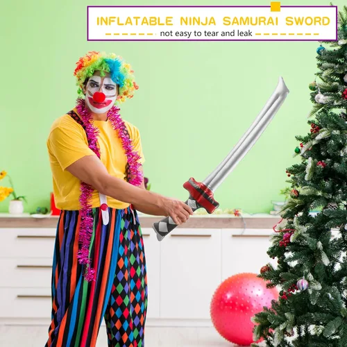 Vista 5 de Paquete de 16 espada ninja inflable, espada samurái, Katana inflable, disfraz de espada para niños, playa, piscina, ninja cosplay, recuerdos