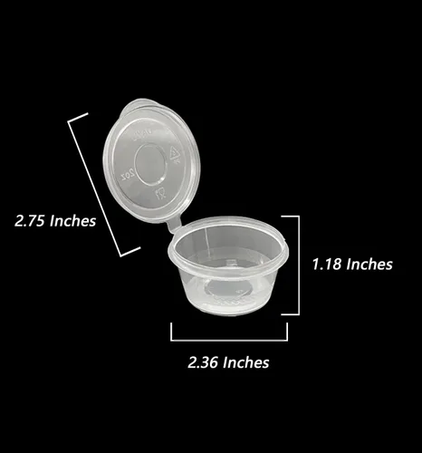 Vista 2 de OULIGET Vasos de Soufflé de Plástico, Vasos Desechables Transparentes para Salsa a Prueba de Fugas con Tapa Articulada, Utilizados para Varias