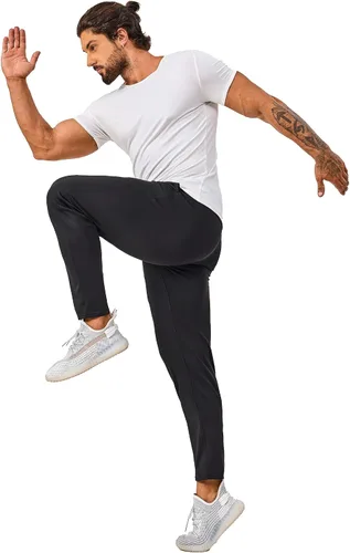 Vista 7 de AbleTree Pantalones deportivos con forro polar de 27 pulgadas de entrepierna Atheltic Joggers para hombres cortos con bolsillo con cremallera