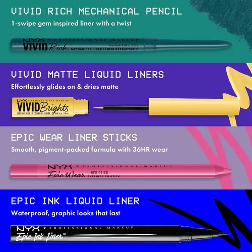 Vista 8 de NYX Maquillaje Profesional Lápiz de ojos mecánico, Mecánico rico vívido, Delineador retráctil cremoso - Deslumbrante ámbar, Delineador dorado