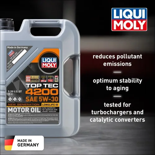 Vista 2 de Liquimoly 2011 5W-30 Top Tec 4200 Aceite de motor 5 L, paquete de 4