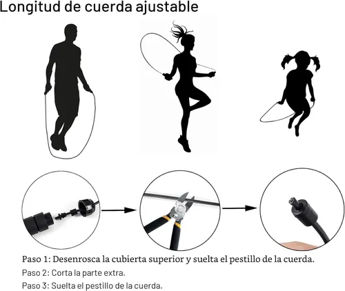 Vista 5 de BOOMIBOO Cuerda de Saltar, Cuerdas de Saltar Ajustables, Cuerda de Saltar Sin Enredos de Velocidad Rápida con Rodamientos de Bolas para Mujeres