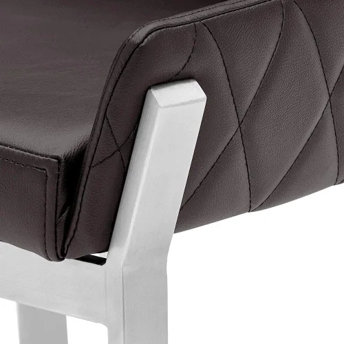 Vista 7 de ZURI Sydney Silla de comedor de cuero sintético marrón con patas de acero inoxidable cepillado