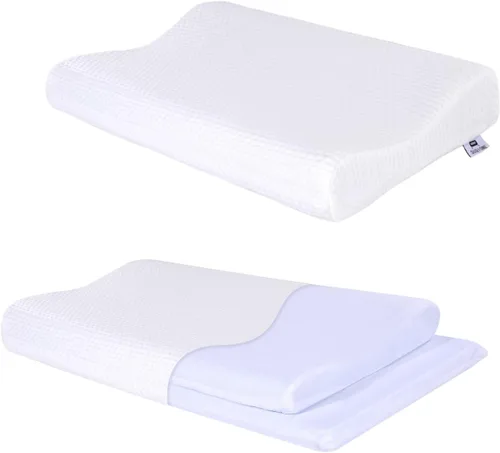 Vista 2 de SUQ I OME Almohada delgada de espuma viscoelástica de gel para dormir, perfil cervical delgado y bajo, para dolor de cuello, estómago, dormir