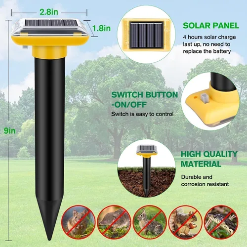 Vista 3 de Repelente ultrasónico de topos al aire libre, paquete de 6 repelentes solares para césped y jardín, trampas impermeables para matar topos, repele