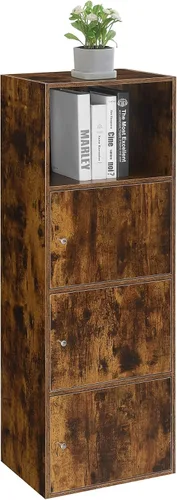 Vista 4 de Convenience Concepts Xtra Storage Gabinete de Tres Puertas con Estante en Acabado de Madera de Nogal