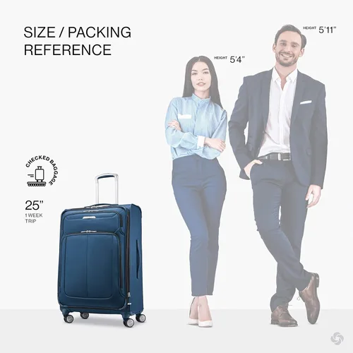 Vista 2 de Samsonite Solyte DLX Softside - Equipaje extensible con ruedas giratorias, azul (Mediterranean Blue)), 123568-0559