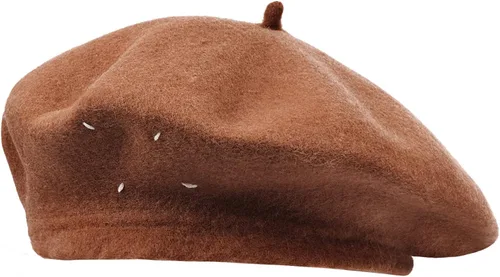 Vista 2 de CLAPE Boina de lana francesa para mujeres y hombres, sombreros de otoño e invierno, color sólido, boina cálida para artista, sombrero de pintor
