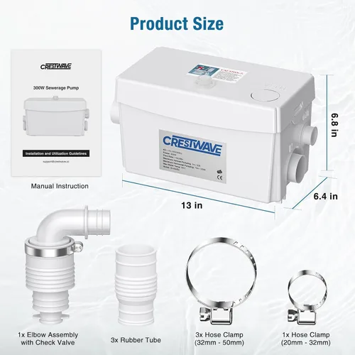 Vista 7 de CrestWave Potente bomba de fregadero de 300 W con 3 entradas de agua