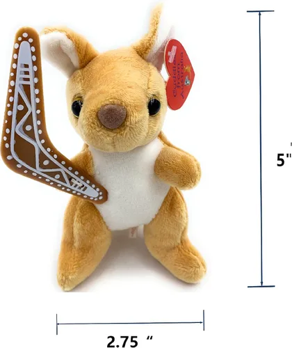 Vista 2 de Peluche de canguro de 5 pulgadas con boomerang, regalo australiano súper suave de recuerdo para niños