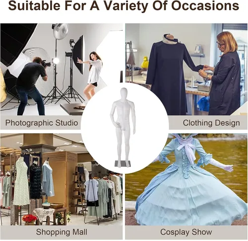 Vista 8 de Male Full Body Mannequin, Realistic Male Mannequin with Stand, Adjustable & Detachable Dress Form for Retail Clothing Display, Tailoring, Fashion