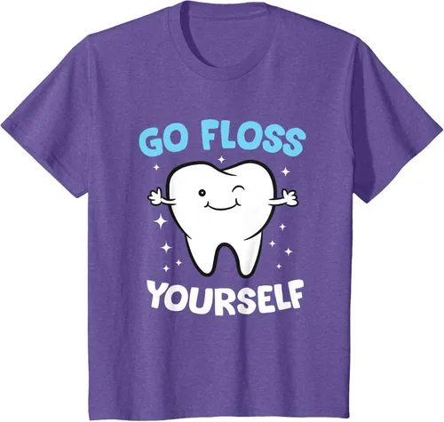Vista 62 de Camiseta higienista dental, asistente dental, Go Floss Yourself dentista, Negro, S