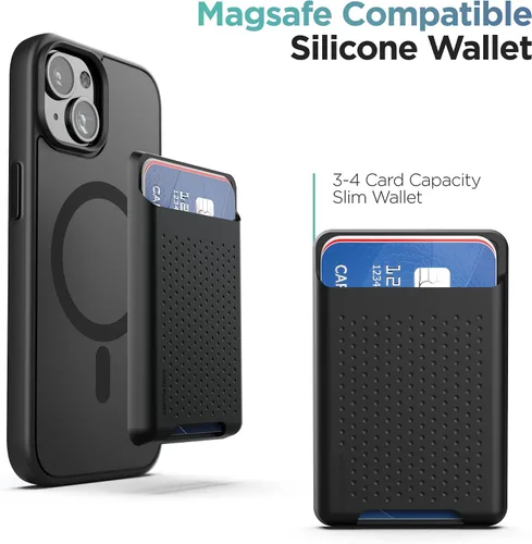 Vista 3 de ENCASED MAG - Juego de cartera, diseñado para iPhone 15 con tarjetero - Diseño magnético extraíble, negro mate (compatible con MagSafe)