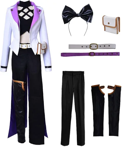 Vista 4 de miccostumes Disfraz de cosplay negro de cazadora de anime para mujer