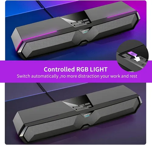 Vista 7 de Edifier Barra de sonido de computadora MG300: altavoces fuertes con graves profundos - Interruptor RGB Micrófono incorporado para altavoces
