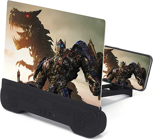 Vista 2 de Amplificador de pantalla de teléfono de 14 pulgadas con altavoz Bluetooth Soporte de teléfono plegable para todos los teléfonos inteligentes (negro)