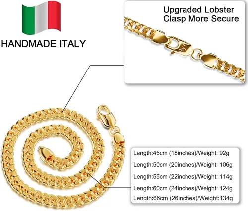 Vista 6 de ROSIEYO Diamond Cut Miami Mens Cuban Link Chain Necklace, 14k Gold Cuban Chain Necklace, Silver Chain for Men Women Boys, 316L Stainless Steel