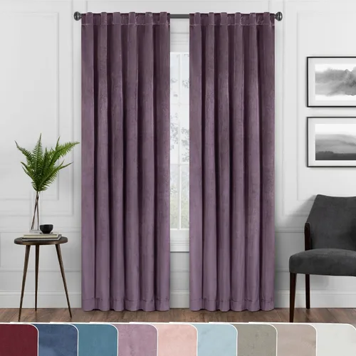 Vista 13 de Eclipse Absolute Zero Harper - Cortinas opacas de terciopelo con aislamiento térmico y bolsillo para cortinero para dormitorio, panel individual, 50