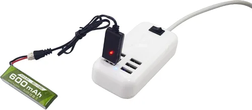 Vista 3 de Batería de iones de litio 1S 3.8V 80C 600mAh con conector de enchufe JST PH-2.0 con cable de carga USB para Cinewhoop Tinyhawk Micro FPV Racing