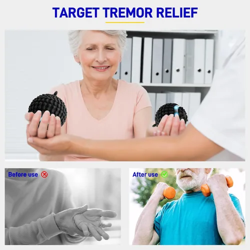Vista 3 de Pelota de terapia de vibración física para reducir los temblores en las manos (Parkinson) y alivio del estrés, bola de masaje vibratoria recargable