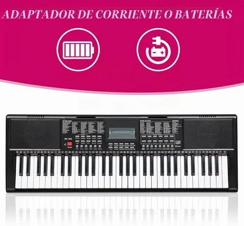 Vista 4 de GLARRY Teclado de piano electrónico portátil de 61 teclas para principiantes con teclas iluminadas, pantalla LCD, micrófono, auriculares, 3 modos