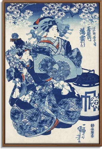 Vista 37 de Utagawa Kuniyoshi - Lienzo con marco flotante para pared, pintura japonesa Ukiyo-e, un pájaro gigante y una langosta - 16 x 24 pulgadas