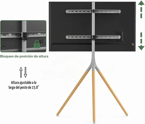 Vista 5 de UPGRAVITY Soporte de TV con caballete con base de trípode para pantallas planas LED LCD OLED de 45 a 65 pulgadas, soporte de suelo giratorio de 180°