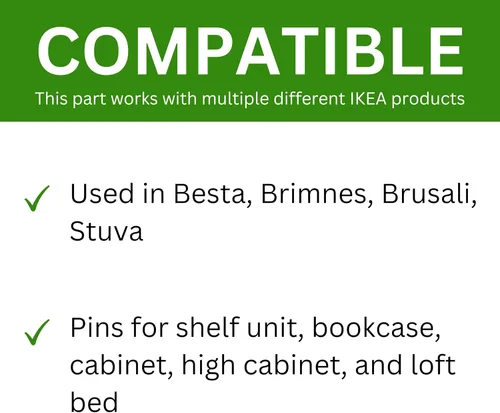 Vista 6 de Spare Hardware Parts BESTA - Pasadores para estantería (repuesto para IKEA Parte #113301) (paquete de 12)