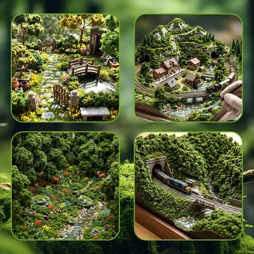 Vista 9 de Modelo de polvo de árbol de planta verde copetudo para manualidades