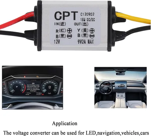 Vista 6 de Convertidor Buck de 12 V a 9 V 2 A, convertidor de potencia para automóvil, regulador de voltaje reductor de corriente CC, módulo de fuente