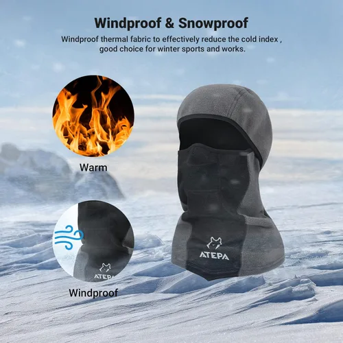 Vista 6 de ATEPA Balaclava Men Thermal Winter Windproof Ski Face Mask