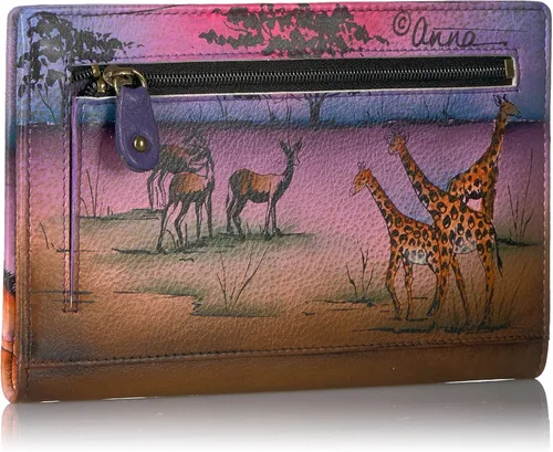 Vista 2 de Anna By Anuschka Cartera de cuero genuino pintada a mano para mujer