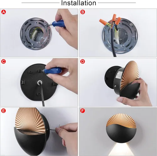 Vista 7 de Kawell Moderno y creativo aplique de pared LED de 12 W, impermeable, lámpara de pared para interiores y exteriores, efecto Art Deco para dormitorio