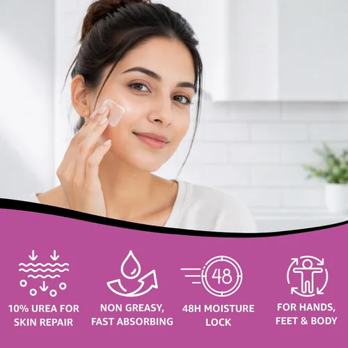 Vista 7 de Crema 10% de urea con aloe vera, aceite de jojoba y ácido salicílico, 5.1 fl oz hidratante para manos, pies, cara y cuerpo secas y agrietadas