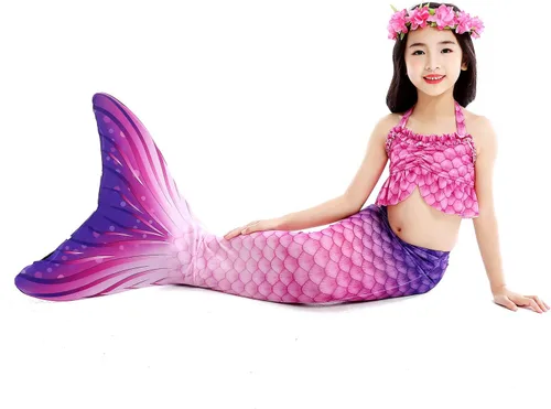 Vista 2 de Kakawayi traje de baño de 3 piezas, diseño de cola de sirena, para niñas
