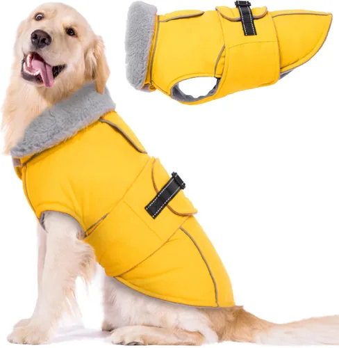 Vista 29 de Lelepet Dog Coat Reflective Waterproof Fleece Vest with Adjustable Buckle Abrigos de invierno reflectantes con cierre de ajustable, abrigos para Rojo