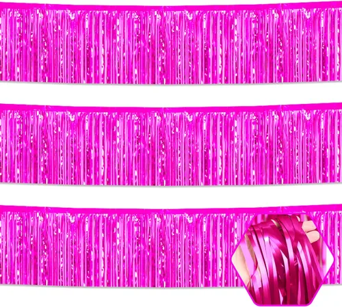 Vista 8 de Paquete de 3 guirnaldas largas de flecos metálicos de aluminio negro dorado para colgar en la pared, Día de la Madre, Pascua, flotadores de desfile