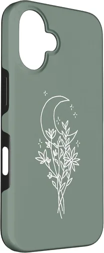 Vista 3 de Funda botánica de flores silvestres para iPhone 16 verde salvia