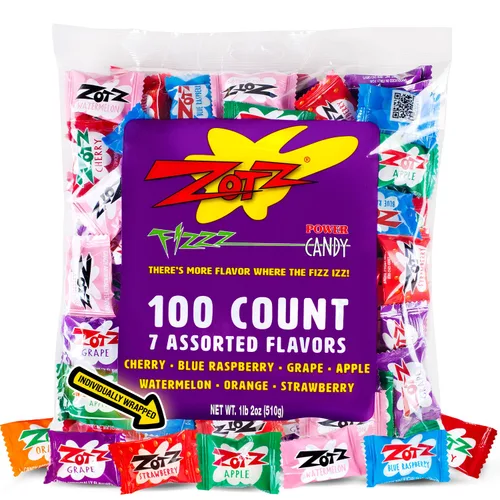 Vista 12 de Zotz Caramelos efervescentes a granel (surtidos, 46 unidades) - Caramelo duro envuelto individualmente - Surtido de 3 sabores de frutas, cereza